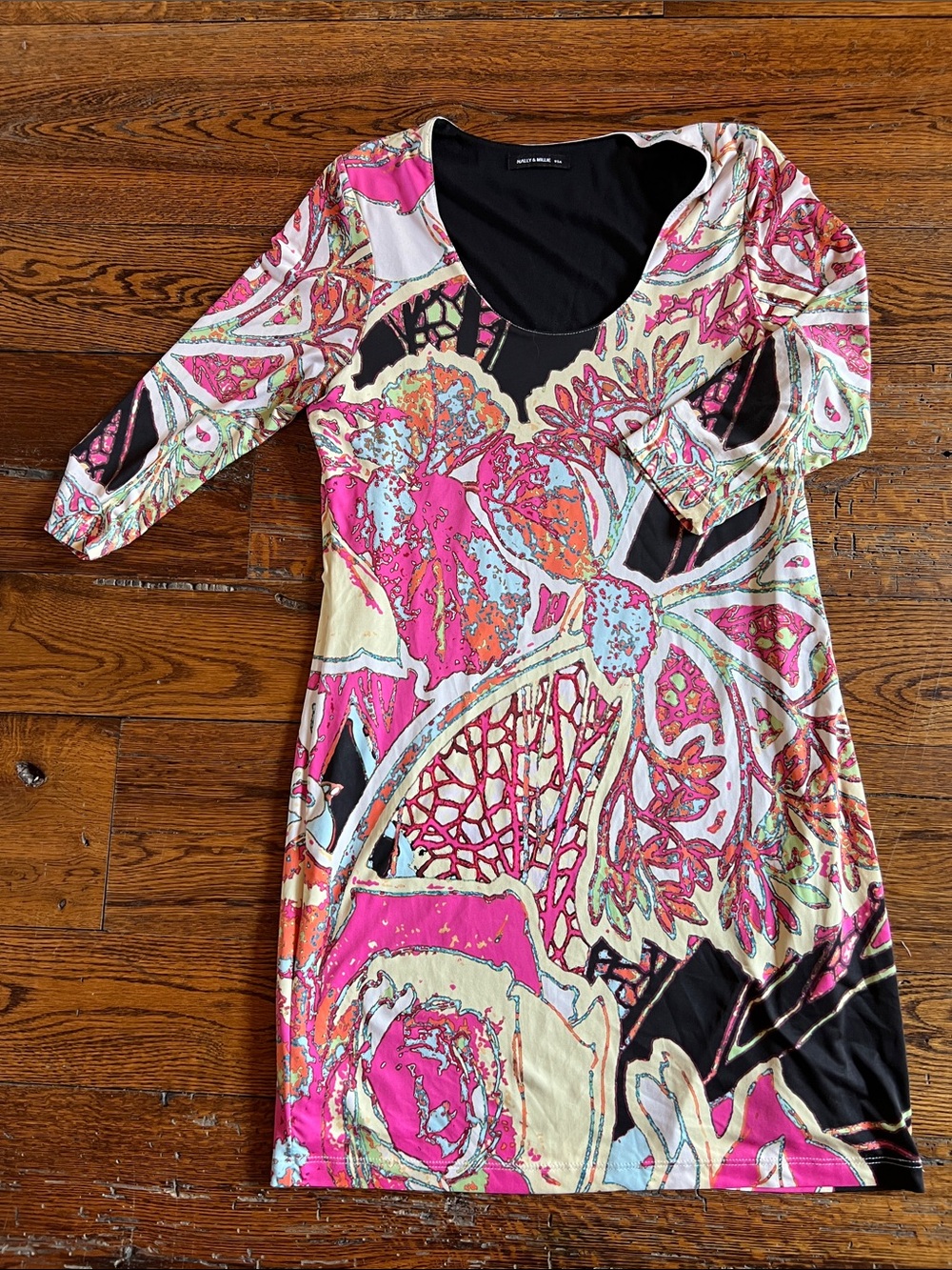 Nally & Millie Pink Floral Scoop-Neck Mini Dress